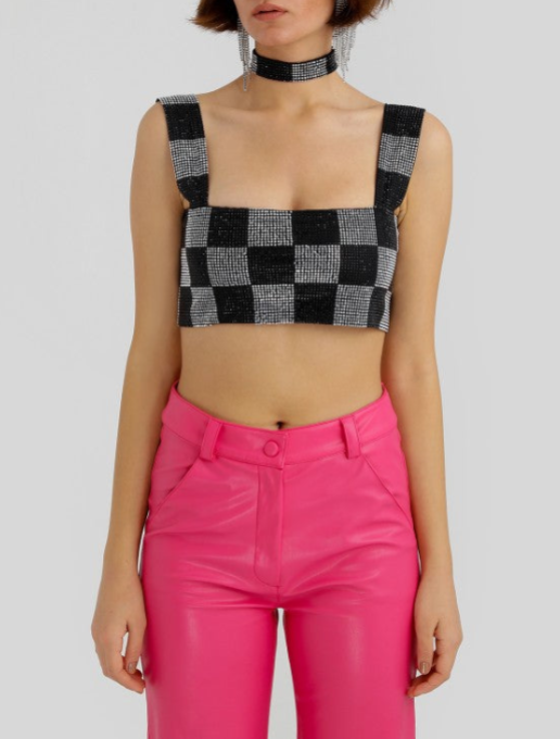 Checkered Glitter Top