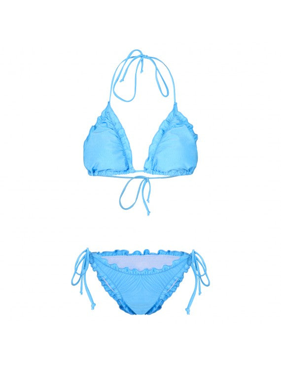 Blue Ruffle Bikini Set