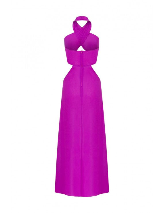 Purple Cross Detailed Dress